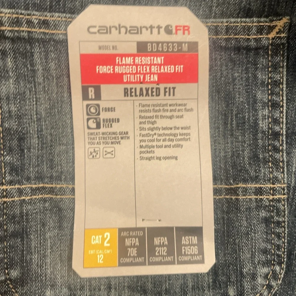 NWT Carhartt FR Jeans 50x30 Blue Denim Workwear Relaxed Fit Straight Leg Mens‎